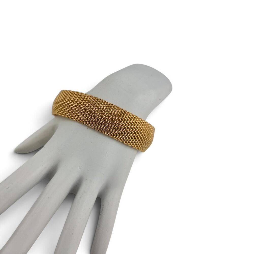Vintage B.C. Lind 14K GE Gold Electroplate Wide Woven Mesh Bracelet 8.25"